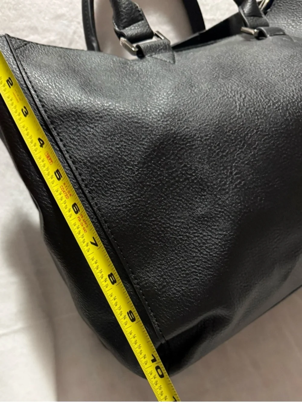 Steve Madden Black Structured Satchel Tote w/ Scarf Accent